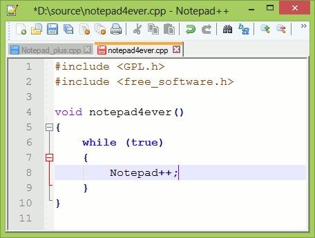 Trình soạn thảo mã nguồn miễn phí notepad++
