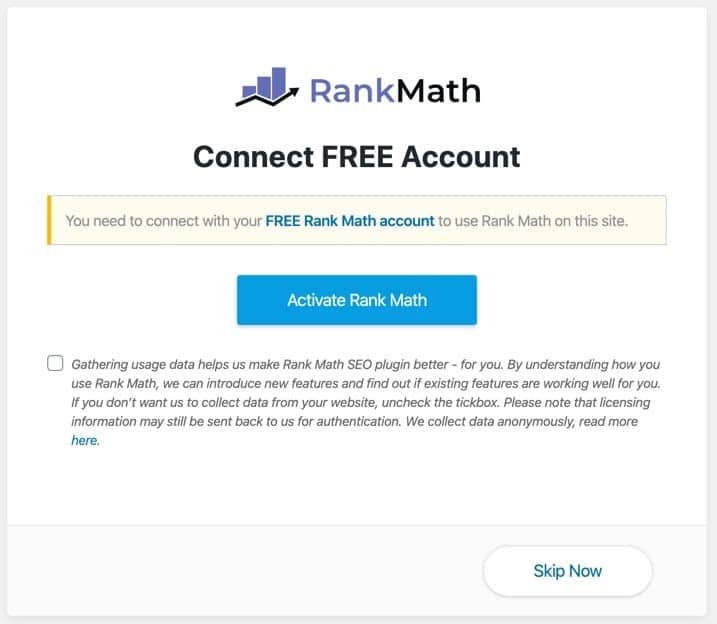 Kết nối tài khoản với Rank Math SEO